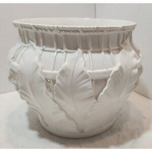 Rare Vintage Alessi Porcelain Fern Leaf Cache Pot Planter Made in Italy